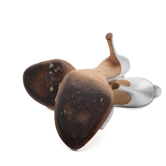 Rene Caovilla Silver Jeweled Ankle Strap Pumps Size 38.5 - Picture 6 of 11